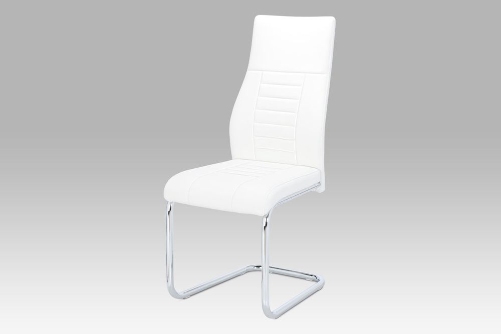 Autronic jedálenská stolička, koženka biela, chróm HC-955 WT